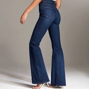 Denim Forum Marianne Indigo Dark Wash High Rise Stretch Flare Blue Jeans 24